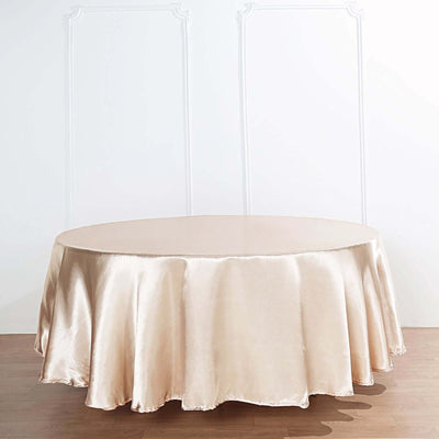 Satin Round Tablecloth 120" Beige - Seamless Table Cover