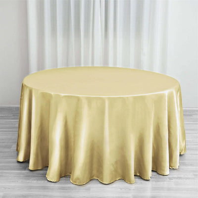 Satin Round Tablecloth 120" Champagne - Seamless Table Cover