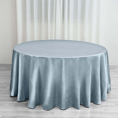 Satin Round Tablecloth 120" Dusty Blue - Seamless Table Cover