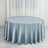 Round silver tablecloth draped over a circular table.