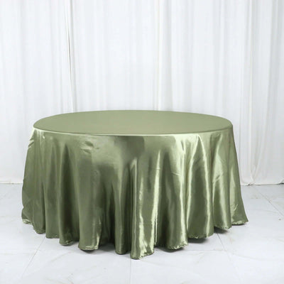 Satin Round Tablecloth 120" Dusty Sage Green - Seamless Table Cover