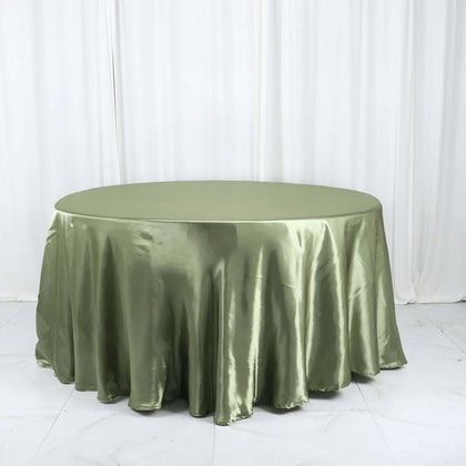 Satin Round Tablecloth 120" Dusty Sage Green - Seamless Table Cover