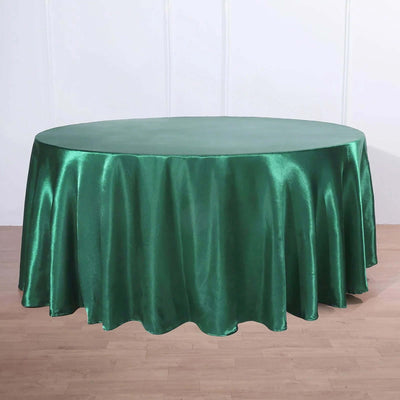 Satin Round Tablecloth 120" Hunter Emerald Green - Seamless Table Cover