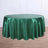 Green satin tablecloth draped elegantly over a round table.