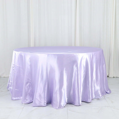 Satin Round Tablecloth 120" Lavender Lilac - Seamless Table Cover