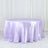 Lavender satin tablecloth draped over a round table