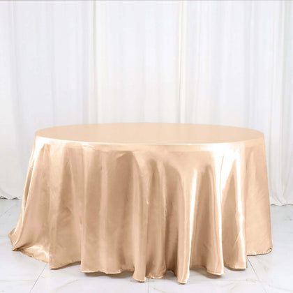 Satin Round Tablecloth 120" Nude - Seamless Table Cover