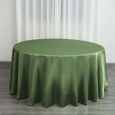 Satin Round Tablecloth 120" Olive Green - Seamless Table Cover