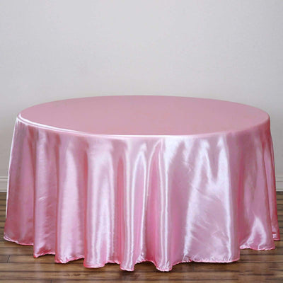 Satin Round Tablecloth 120" Pink - Seamless Table Cover