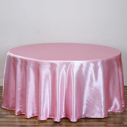 Satin Round Tablecloth 120" Pink - Seamless Table Cover