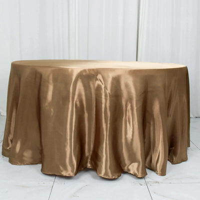 Satin Round Tablecloth 120" Taupe - Seamless Table Cover
