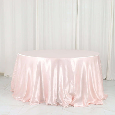Satin Round Tablecloth 132" Blush - Seamless Table Cover