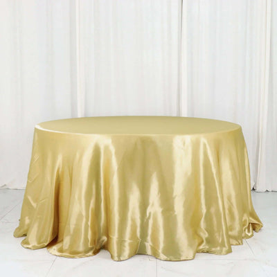 Satin Round Tablecloth 132" Champagne - Seamless Table Cover