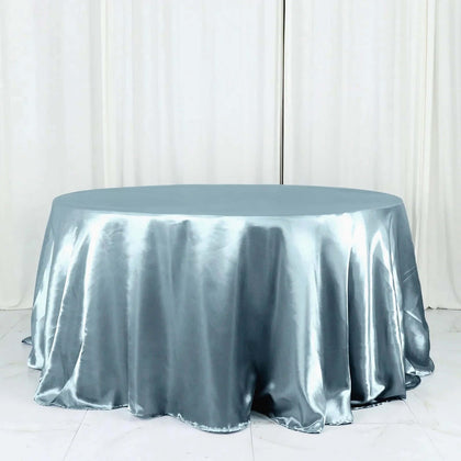 Satin Round Tablecloth 132" Dusty Blue - Seamless Table Cover