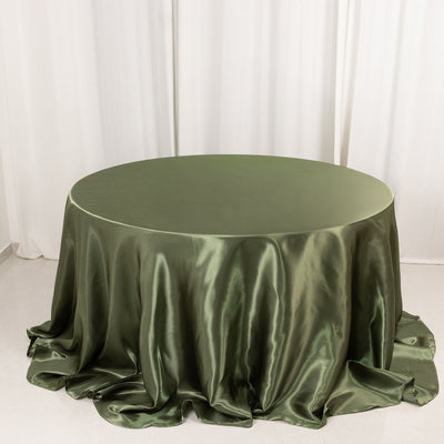 Satin Round Tablecloth 132" Dusty Sage Green - Seamless Table Cover
