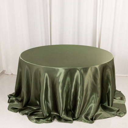 Satin Round Tablecloth 132" Dusty Sage Green - Seamless Table Cover