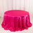 Round pink satin tablecloth with elegant draping.