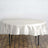 Round satin tablecloth in ivory draped over a table