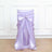 Lavender satin chair cover with decorative bow detail