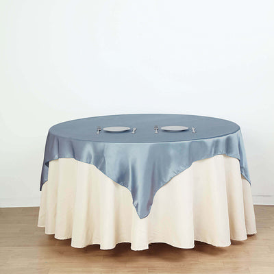 Satin Square Table Overlay 60"x60" Dusty Blue - Luxurious Wedding Table Topper