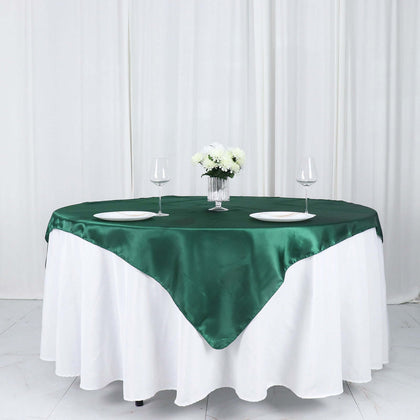 Satin Square Table Overlay 60"x60" Hunter Emerald Green - Luxurious Wedding Table Topper