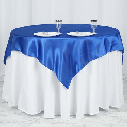 Satin Square Table Overlay 60"x60" Royal Blue - Luxurious Wedding Table Topper