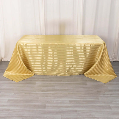 Satin Stripe Rectangular Tablecloth 90"x132" Champagne - Silky Smooth Seamless Table Cover