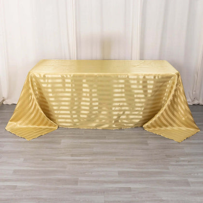 Satin Stripe Rectangular Tablecloth 90"x132" Champagne - Silky Smooth Seamless Table Cover
