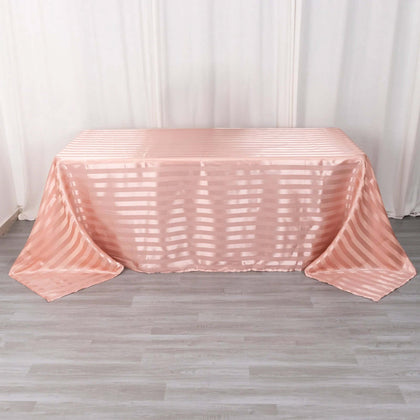 Satin Stripe Rectangular Tablecloth 90"x132" Dusty Rose - Silky Smooth Seamless Table Cover