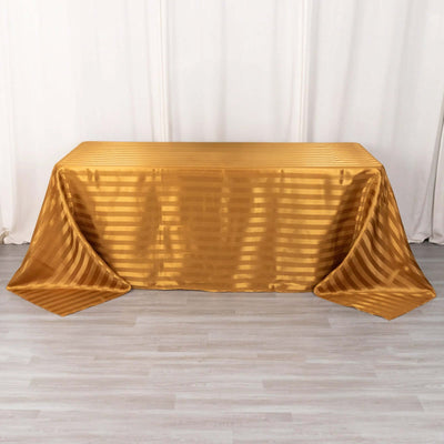 Satin Stripe Rectangular Tablecloth 90"x132" Gold - Silky Smooth Seamless Table Cover