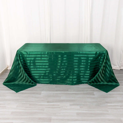 Satin Stripe Rectangular Tablecloth 90"x132" Hunter Emerald Green - Silky Smooth Seamless Table Cover