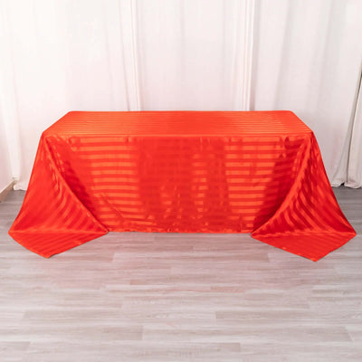 Satin Stripe Rectangular Tablecloth 90"x132" Red - Silky Smooth Seamless Table Cover