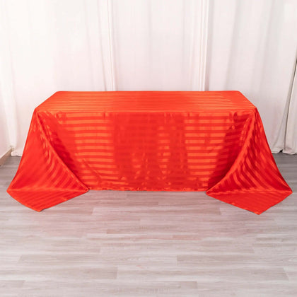Satin Stripe Rectangular Tablecloth 90"x132" Red - Silky Smooth Seamless Table Cover