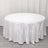 Round white tablecloth with subtle striped pattern on a plain background.