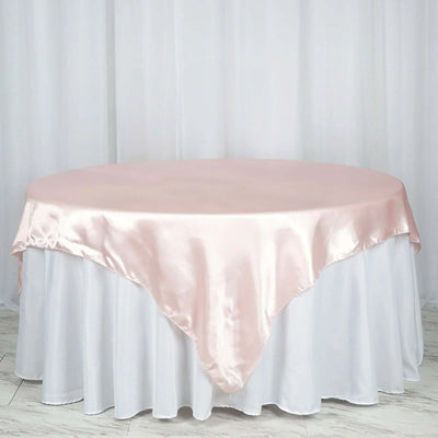 Satin Table Overlay 72"x72" Blush - Wrinkle Resistant & Smooth Table Topper