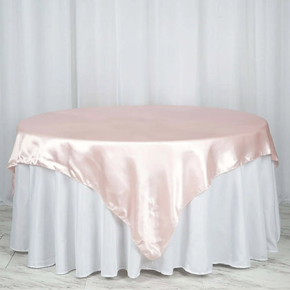 Satin Table Overlay 72"x72" Blush - Wrinkle Resistant & Smooth Table Topper
