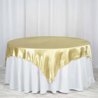 Satin Table Overlay 72"x72" Champagne - Wrinkle Resistant & Smooth Table Topper