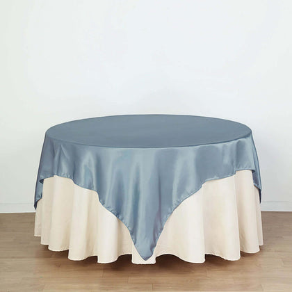 Satin Table Overlay 72"x72" Dusty Blue - Wrinkle Resistant & Smooth Table Topper