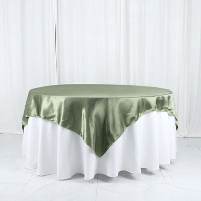 Satin Table Overlay 72"x72" Dusty Sage Green - Wrinkle Resistant & Smooth Table Topper