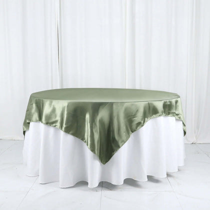 Satin Table Overlay 72"x72" Dusty Sage Green - Wrinkle Resistant & Smooth Table Topper