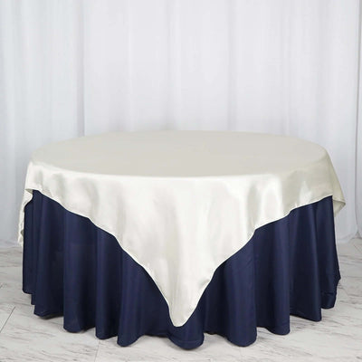Satin Table Overlay 72"x72" Ivory - Wrinkle Resistant & Smooth Table Topper