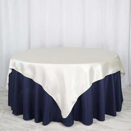 Satin Table Overlay 72"x72" Ivory - Wrinkle Resistant & Smooth Table Topper