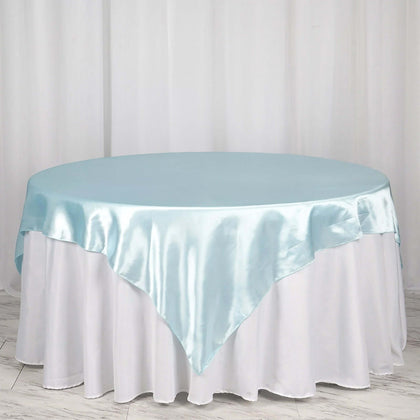 Satin Table Overlay 72"x72" Light Blue - Wrinkle Resistant & Smooth Table Topper