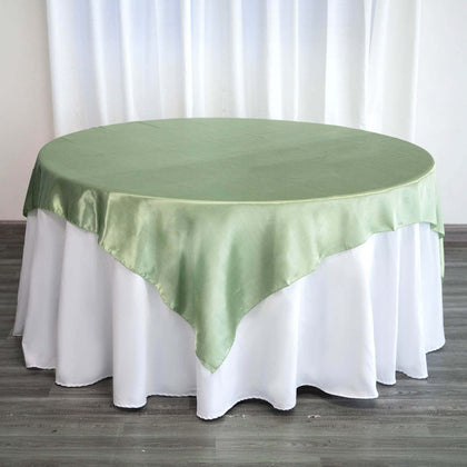 Satin Table Overlay 72"x72" Sage Green - Wrinkle Resistant & Smooth Table Topper