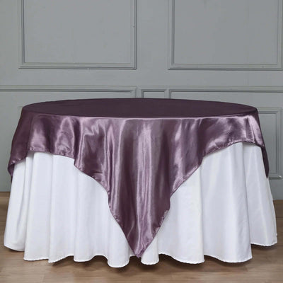Satin Table Overlay 72"x72" Violet Amethyst - Wrinkle Resistant & Smooth Table Topper