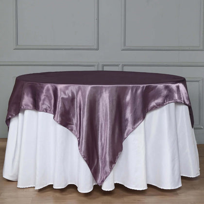 Satin Table Overlay 72"x72" Violet Amethyst - Wrinkle Resistant & Smooth Table Topper