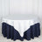 Round tablecloth with silver satin top and navy blue bottom