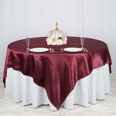 Satin Table Overlay 90"x90" Burgundy - Smooth Finish Table Topper