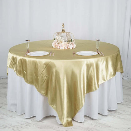 Satin Table Overlay 90"x90" Champagne - Smooth Finish Table Topper