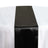 Black satin table runner on a white table. #whtbkgd